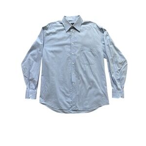 Canali Dress Shirt Mens ~XL Blue Made Italy Button Down Formal‎ Business Cotton